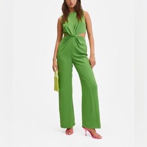 NEW MANGO Green Knot cut out jumpsuit
